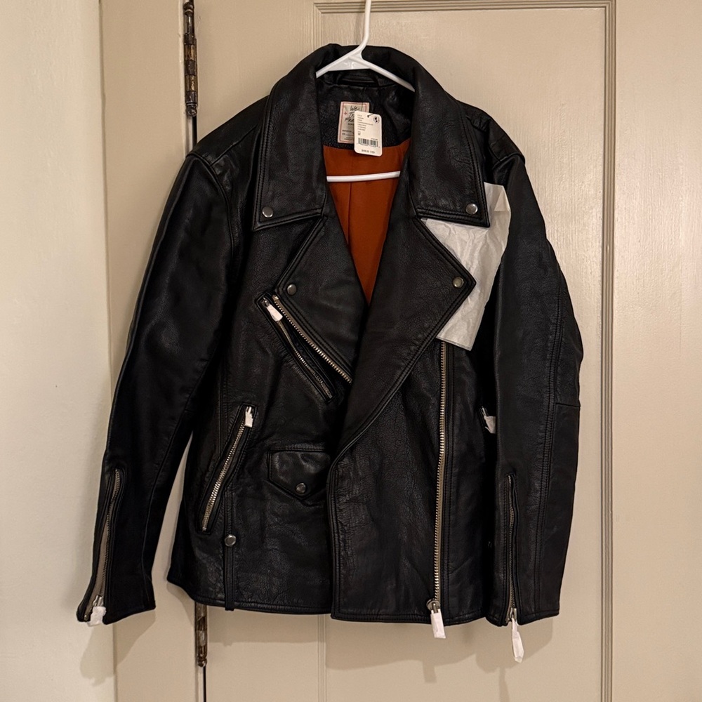 NEW Black Leather Jacket Medium - image 5